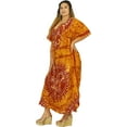 thumbnail image 4 of HAPPY BAY Women's Summer Plus Size Caftan Maxi Mumu Loungewear Dashiki House Dresses 2X-3X Orange, Floral, 4 of 4