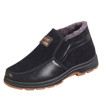 

Snow Boots For Men Fashion Winter Men Snow Boots Flat Soles Thick Soles Non Slip Breathable Slip On Solid Suede Plush For Warm And Comfortable Black 41 Hxroolrp