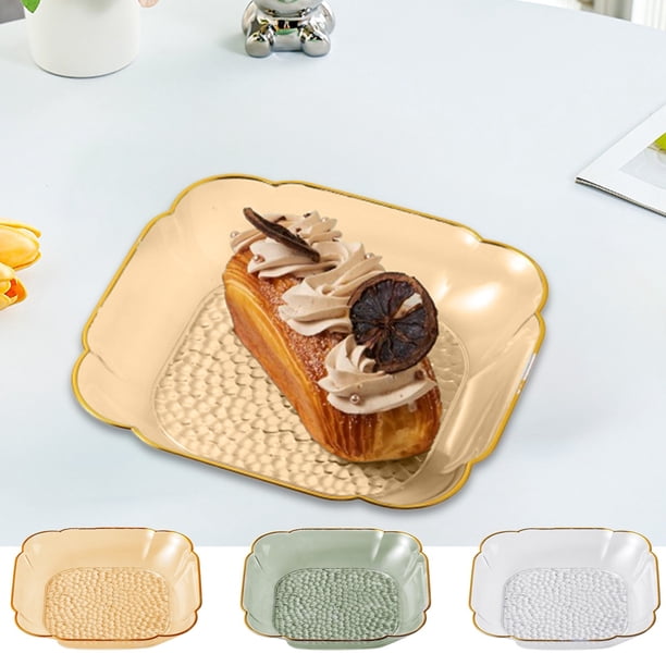 Bandeja de Frutas para Fiestas | Bandeja de Servir de Plástico Nuevo | PVC duradero grado alimentario | Fondo antideslizante | 7,9"x5,3"x1,4" | Naranja, Transparente, Verde | Organizador de snacks