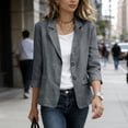 thumbnail image 5 of Wovilon Women's Casual Blazer Jacket with Rolled Sleeves, Cotton Linen Blend Lightweight Open Front Workwear Coat, Notched Lapel Two Button Office Outerwear for Spring Summer Daily Wear, 5 of 9