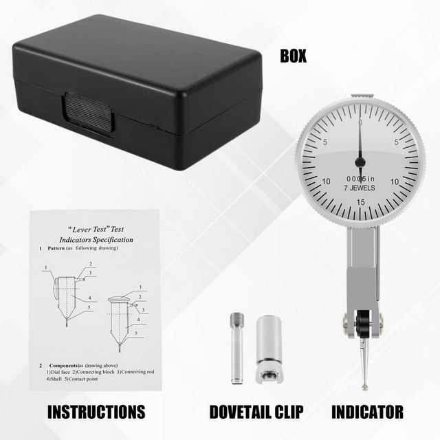 AMERTEER Dial Test Indicator Stainless Steel Adjustable Probe 0-0.03” Measuring Range 0.0005” Accuracy Horizontal Test Indicator