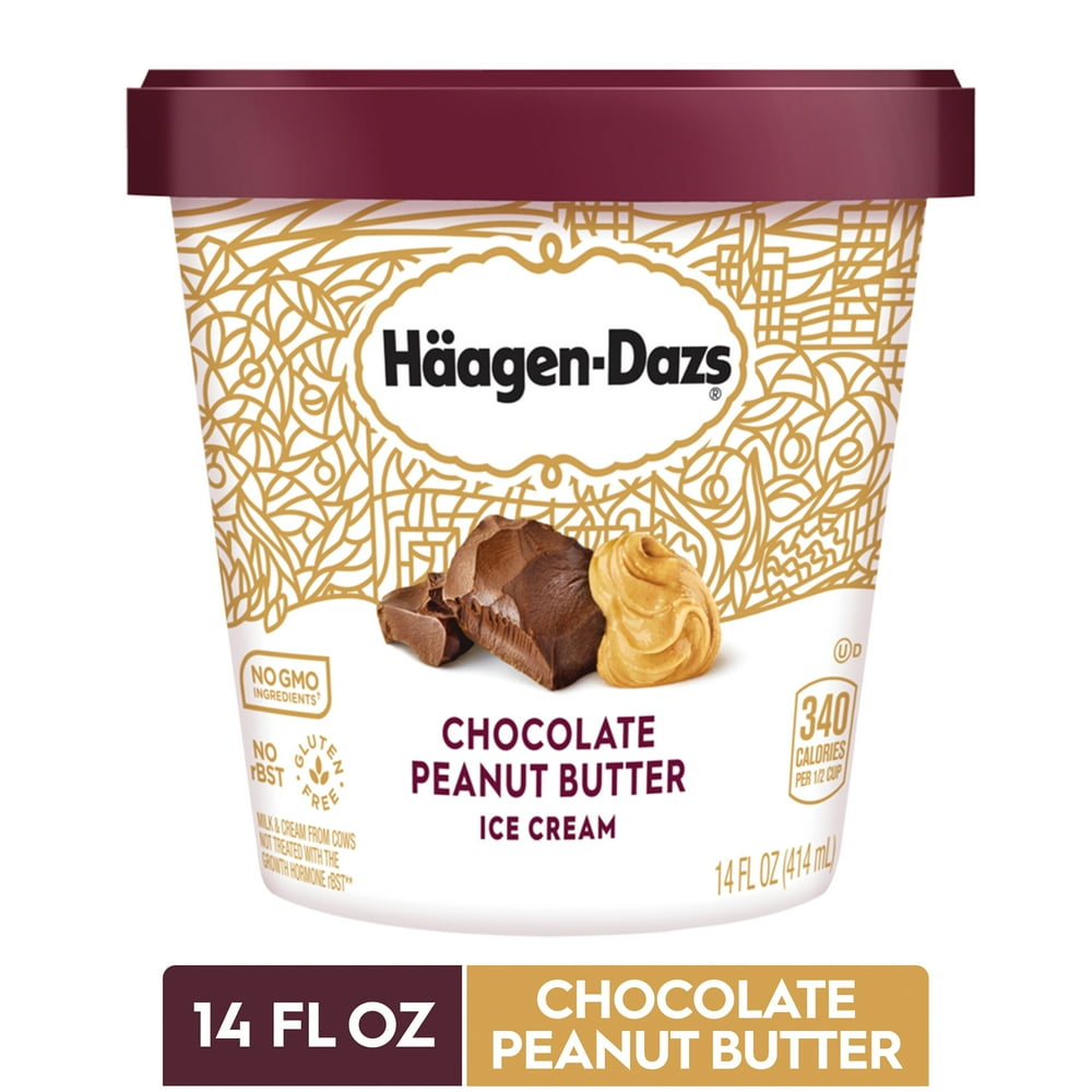 HAAGENDAZS Ice Cream, Chocolate Peanut Butter, 14 Fl. Oz. Cup No GMO