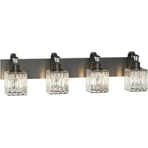 4-Light Modern Crystal Bathroom Vanity Lights Black Bathroom Light Fixtures Crystal Vanity Shower Lights Over Mirror, Mirror Glass Crystal Bathroom Vanity Lighting Fixtures