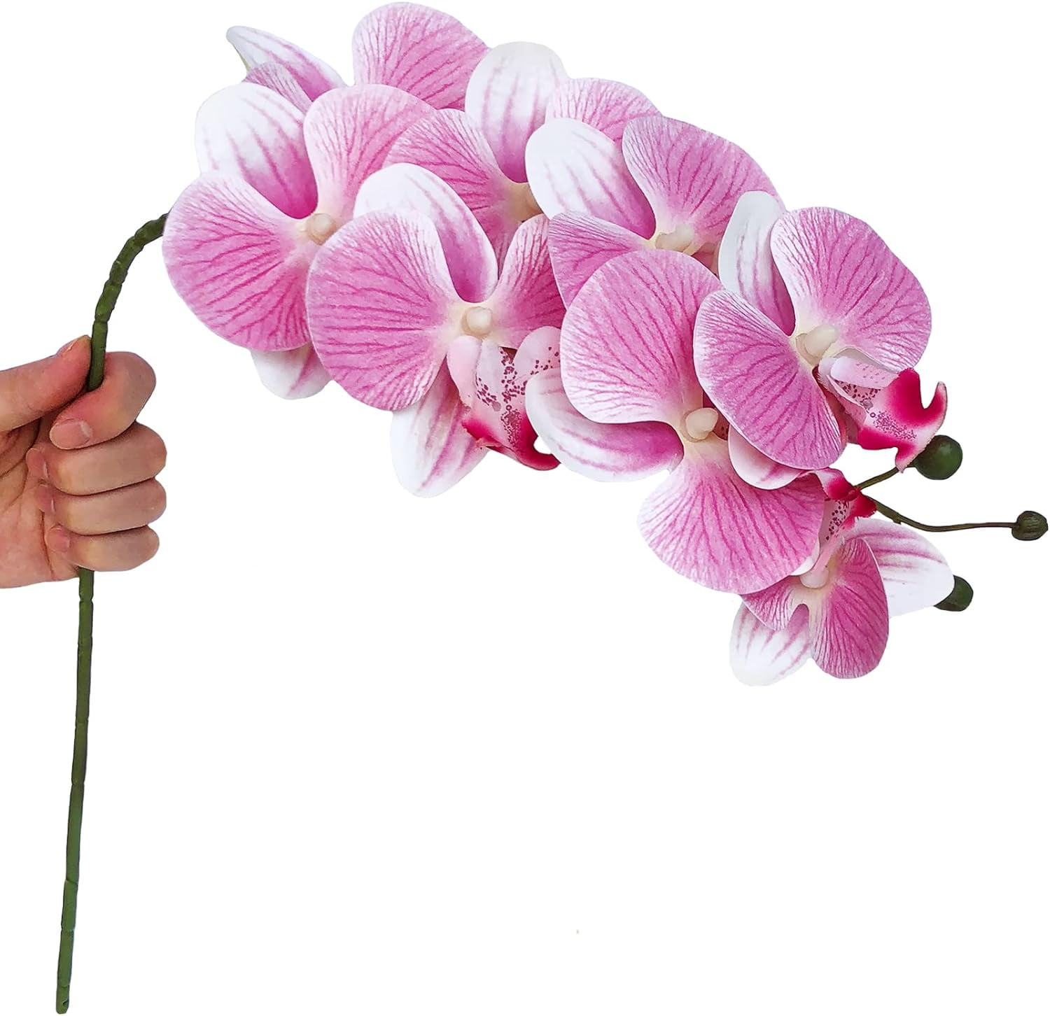 3Artificial Phalaenopsis Flowers with Leaves Artificial Orchid Flowers Stem Plants Fake Butterfly Phalaenopsis Flowers for Home Wedding Party Décor (Yellow)