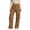 Brown, variant on Fgnfyis Womens Casual High Waist Loose Fit Elastic Waistband Drawstring Utility Wide Leg Cargo Pants Women Comfortable Pocket Black S
