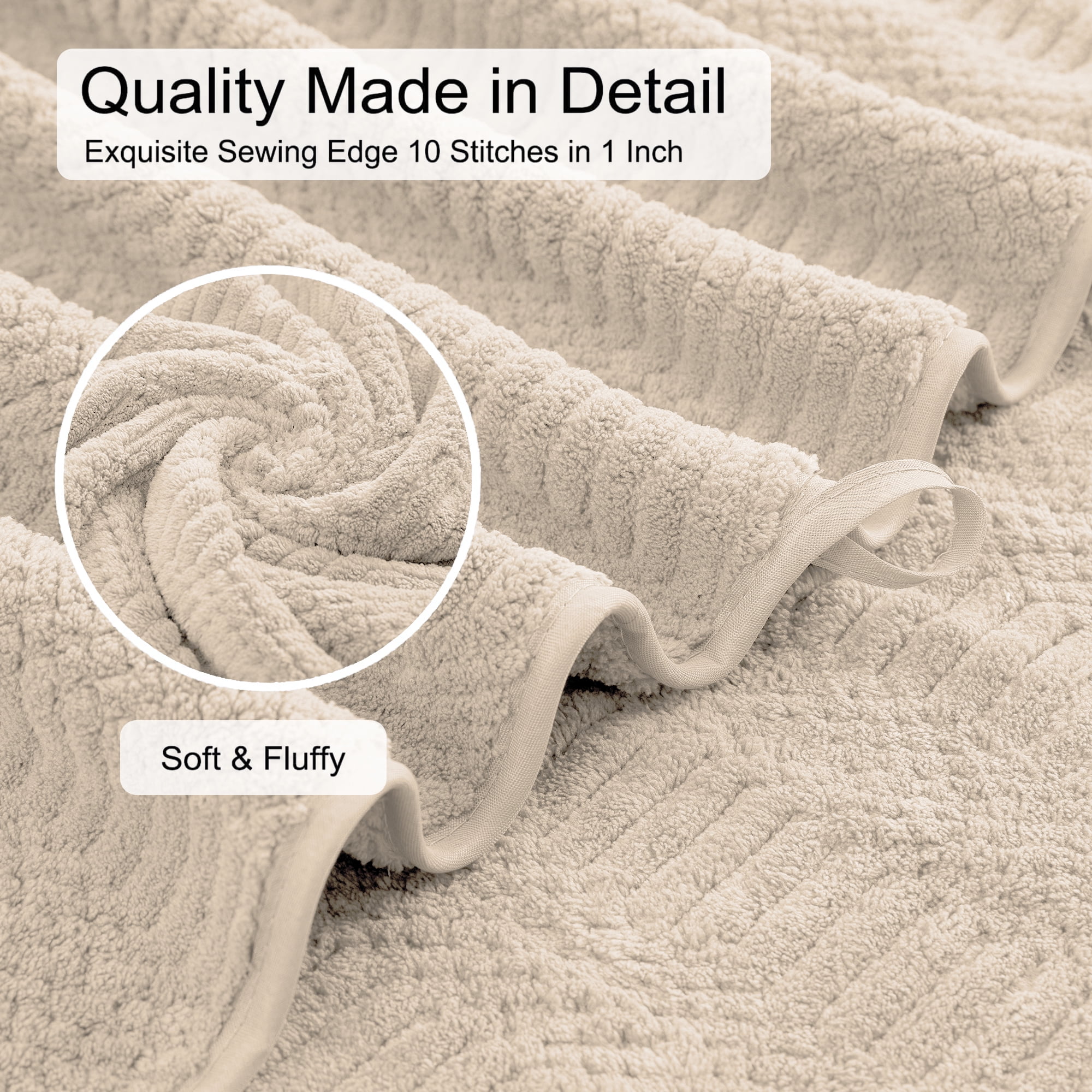 Jessy Home 8 Piece Towel Set Oversized Soft Cozy Towels 600 GSM Camel Plush Towel Set