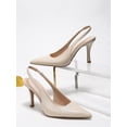 thumbnail image 2 of On feet& in love Women's Faux Leather Pointed Toe Elastic Slingback High Heel Pumps, 2 of 6