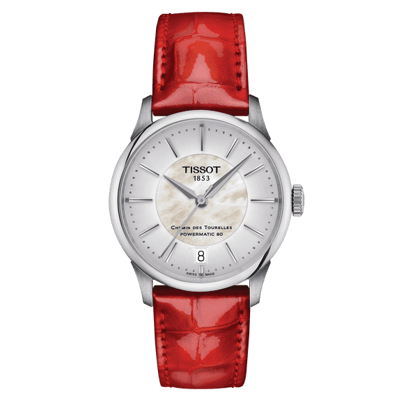 Tissot Chemin Des Tourelles Powermatic 80 Mother of Pearl Dial Leather Strap Women's Watch T139.207.16.111.00