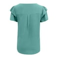 thumbnail image 6 of Lixiuxyad Women Dressy Casual Tops Business Work Blouses Summer Shirts Short Sleeve Crew Neck Trendy Flowy,Green M, 6 of 7