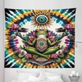 thumbnail image 2 of Ambesonne Trippy Tapestry King Size, Psychedelic Frog Esoteric, 104"x88", Lime Green Apricot Teal, 2 of 3