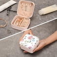 thumbnail image 7 of Coolnut Flower Pattern Compact Leather Jewelry Box - Mini Travel Jewelry Case Organizer & Holder for Girls, Women | Ideal for Rings, Earrings, Necklaces Women Gifts, 7 of 7