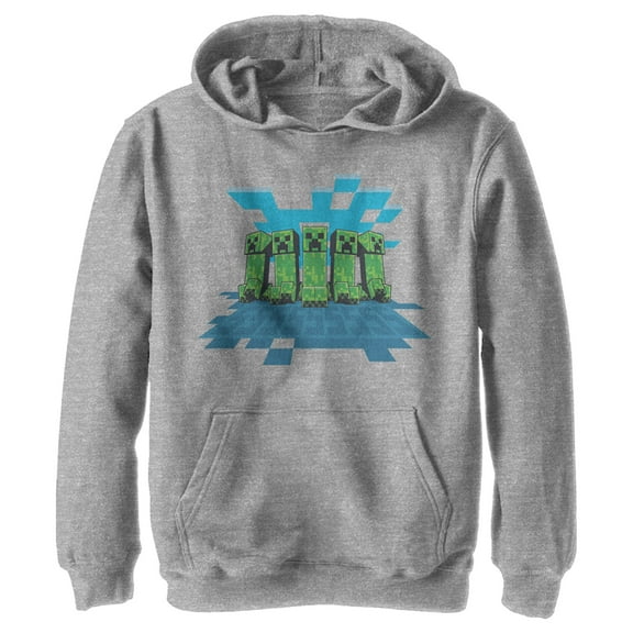 Boy's Minecraft Creeper Mob  Pull Over Hoodie Athletic Heather Medium