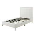 thumbnail image 4 of Inspired Home Raffaele Leather PU Platform Bedframe Twin Size Nailhead Trim, White, 4 of 8