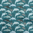 thumbnail image 1 of oneOone Cotton Silk Teal Blue Fabric Beach Dolphin With Dot Texture Craft Projects Decor Fabric Printed By The Yard 42 Inch Wide, 1 of 4