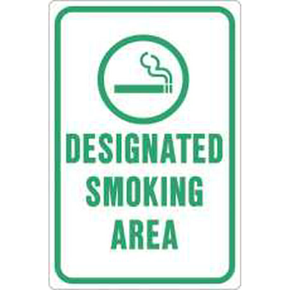 DESIGNATED SMOKING AREA SIGN, 12" X 18" per 4 Each