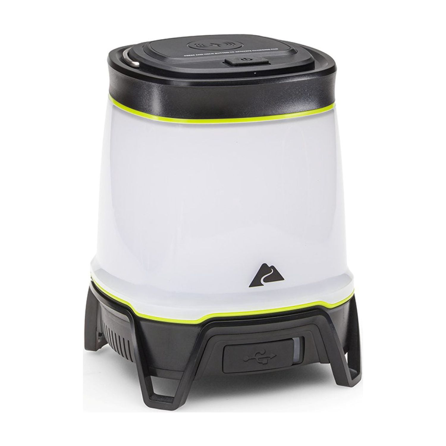 Ozark Trail 4000 Lumen Rechargeable LED Lantern with Qi Wireless Charging Pad β 4 Light Modes, Water-Resistant, Green and Gray