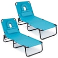 thumbnail image 1 of Gymax 2PCS Folding Beach Sun Lounger w/Face Hole Removable Pillows 4-Position Backrest Navy, 1 of 10