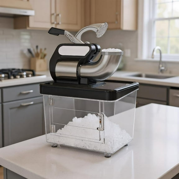 Topcobe 300W Commercial Ice Crusher with Dual Blades and Safety Switch, Manual Hand Crank Ice Breaker for Creating Drinks-Black