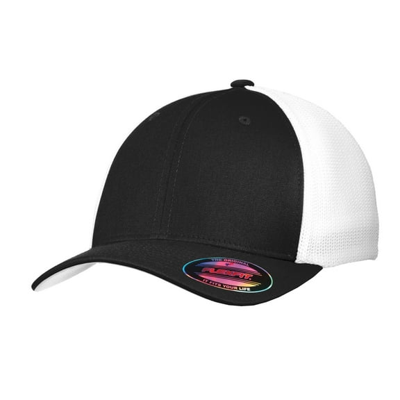 Port Authority Flexfit Mesh Back Cap. C812 , C812 , Black/White , Large/X-Large