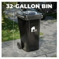 thumbnail image 2 of Outdoor Garbage Can with Lid - 32 Gallon Trash Can for Backyard, Deck, Garage - Dual Wheels, Extra Heavy-Duty, Durable Handle - Versatile Home & Storage Container - Black, 2-Pack, 2 of 7