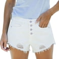 thumbnail image 6 of MYAOYI Womens 4 Button Denim Shorts, High Rise Ripped Frayed Edge Summer Wear, 6 of 8