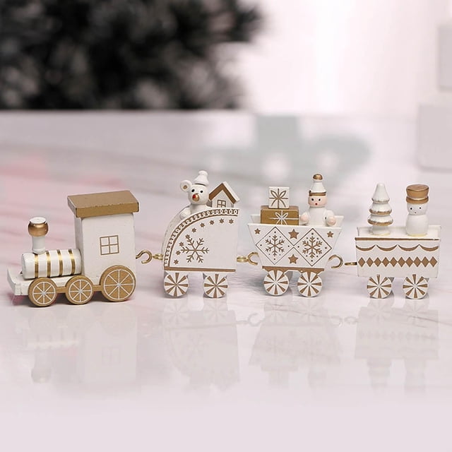Ornament Wooden Train Toy For Christmas Tabletop Room Decoration Optional Color