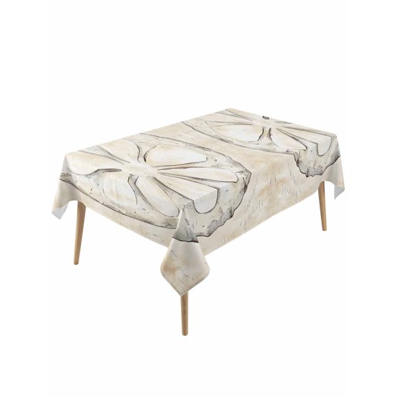 Sand Dollar Coastal Rectangle Tablecloth, Summer Beach Beige Sea Waterproof & StainResistant Tablecloth, Washable Oil-proof Table Cover for Dining/Party/Wedding/Camping/Buffet 60x120 In