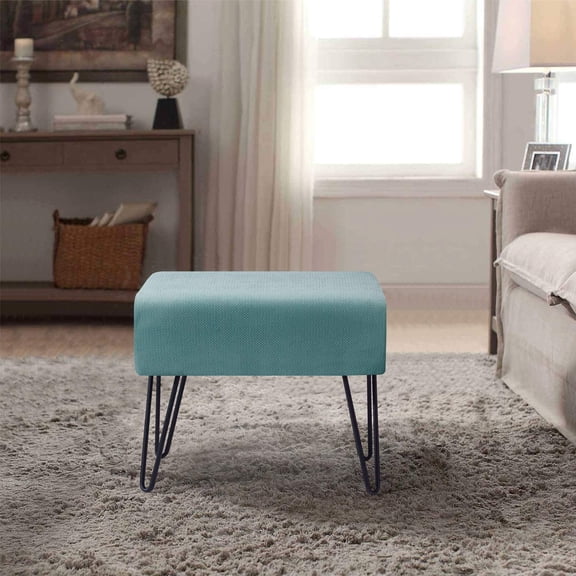 Home Soft Things Milliken Plush Ottoman - Agate - 19" x 13" x 17"