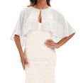thumbnail image 2 of AHMOMEI Women’s Sheer Chiffon Capelet Shrug, Open Front Pearl Clasp Cover Up, Lightweight Solid Color Wrap for Evening Dresses Wedding Party (White), 2 of 4