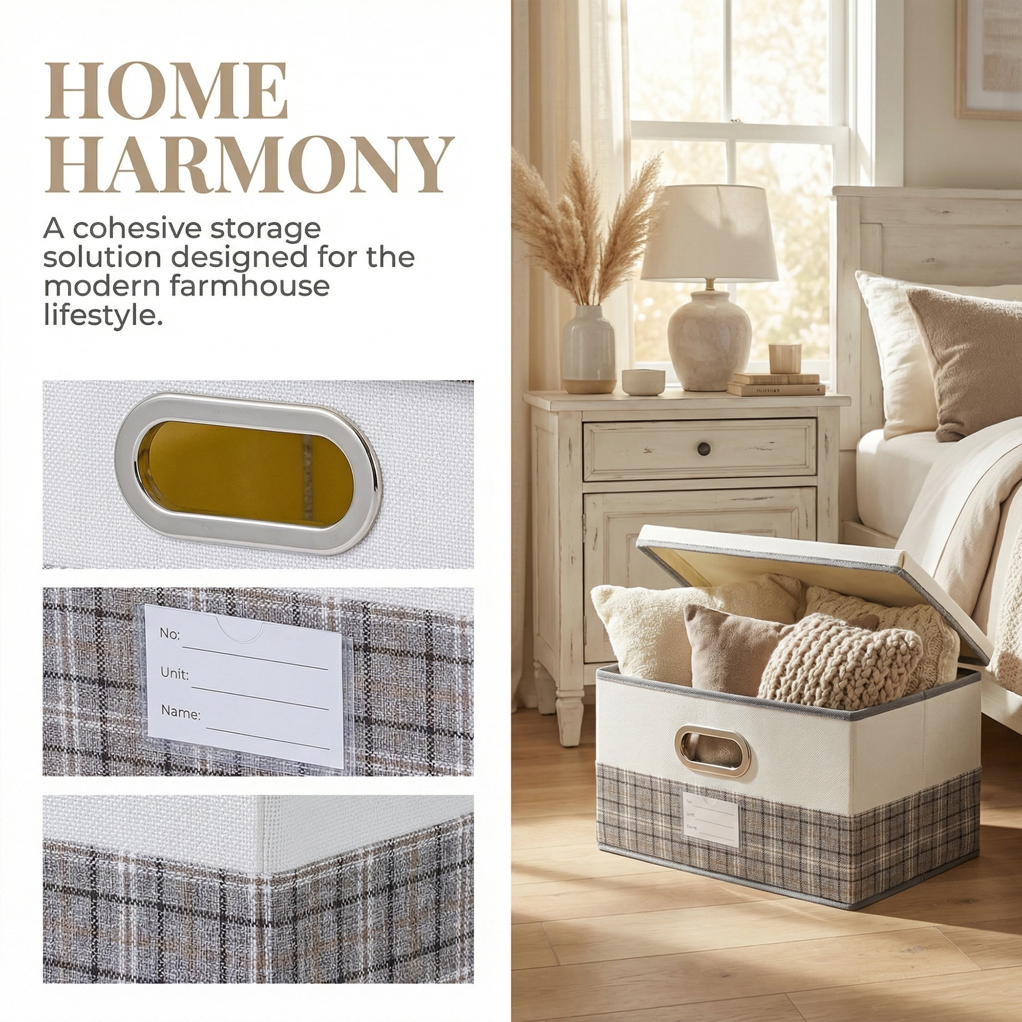 Unique Bargains Storage Cube Fabric Storage Bin with Handles Grey 15*9.8*8.3in