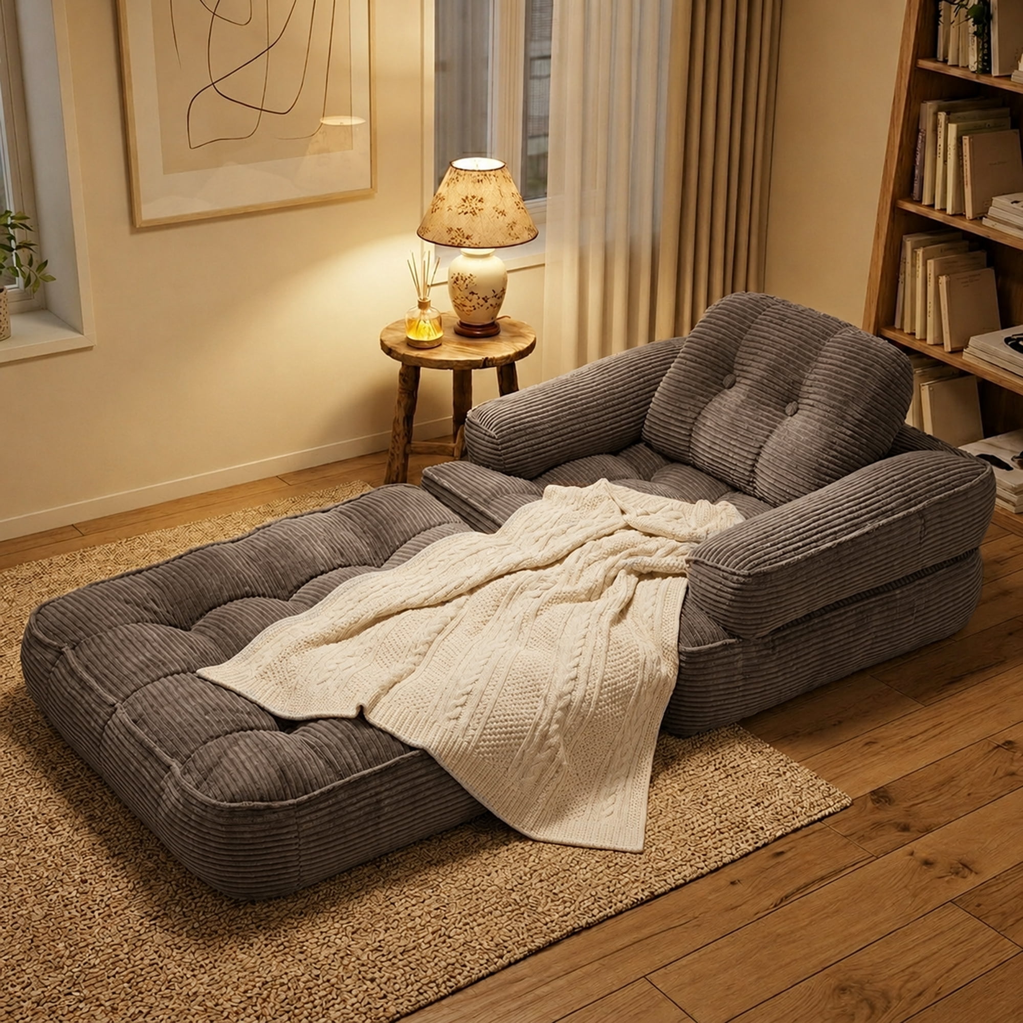 Leumius 70" Folding Sofa Bed,Convertible Single Sofa Bed with Armrest,2-in-1 Corduroy Boneless Foldable Bed with Pillows for Bedroom, Living Room, Homestay, Game Room,Coffee