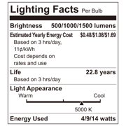 Great Value 3-Way A19 LED Light Bulb, 40/60/100 Watt Equivalent, Daylight, E26 Medium Base, 1 Pack