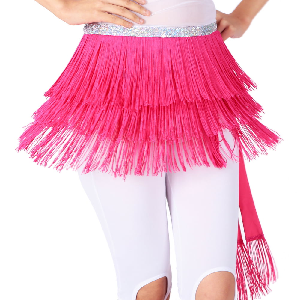 Belly Dance Hip Scarf Wrap Skirt Ladies Latin Fringes Tassel Skirt Dress 7 color 