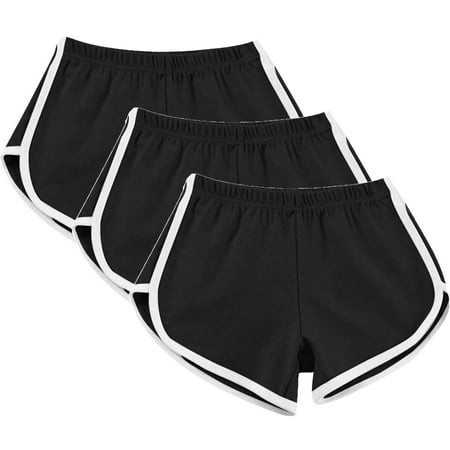 3 Pack Summer Hot Shorts for Women Elastic Waist Cotton Sports Shorts Athletic Yoga Dance Pajama Short Pants (2XL  Black)