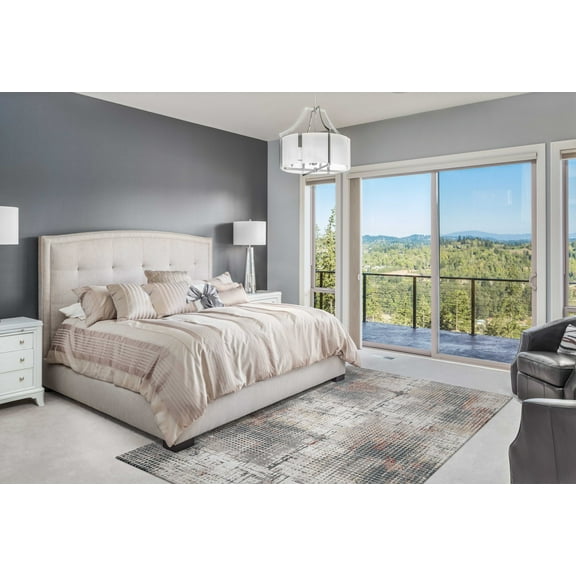 118" X 158" Grey or Brick Polypropylene and Polyester Rug