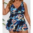 thumbnail image 4 of QUNYINEY 2 Piece Women's Swimsuits Plus Size Floral Standard Straps Swim Dress V Neck with Shorts Tummy Control Women Swimsuit Sets, 4 of 9