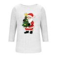 thumbnail image 5 of qucoqpe Christmas Shirts for Women, Women's Brushed Ribbed Knit Top, Christmas Print Loose Fit Round Neck 3/4 Sleeve Pullover, 5 of 6