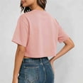 thumbnail image 4 of Yuanlong Womens Tshirts Round Neck Short Sleeve Summer Cropped T Shirts Solid Color Loose Fit Minimalist Sporty Basic Tees, 4 of 5