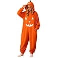 thumbnail image 2 of HOWPAY Adult Halloween Costumes Unisex Pumpkin Onesie Fleece Loungewear PJs Holiday Carnival Stage Performance Prop Cosplay Outfit For Adults Halloween Costumes XL, 2 of 8