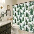 thumbnail image 3 of Christmas Shower Curtain, 72"X72" Christmas Tree Shower Curtains for Bathroom, Holiday Xmas Shower Curtain Fabric with Hooks, Farmhouse Christmas Bathroom Decor, Rustic Neutral Winter Bathroom Set, 3 of 6