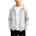 thumbnail image 2 of VEKDONE Big Boys Girls Lightweight Windbreaker Kids Hooded Full Zip Jacket Windproof Outdoor Casual School Active Outerwear White,17-18Years, 2 of 8