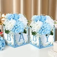 thumbnail image 2 of 6 Pcs Baby Shower Centerpieces for Table Baby Shower Flower Boxes Gender Reveal Party Favor Block Holder Rustic Table Display with Letters for Boy Neutra(Blue,Blue Floral), 2 of 7
