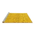 thumbnail image 2 of Ahgly Company Machine Washable Indoor Round Abstract Yellow Modern Area Rugs, 6' Round, 2 of 4