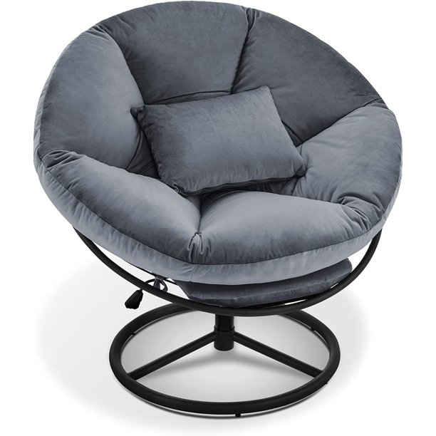 Swivel Papasan Chairs, Gas Lift Cozy Chair with Height