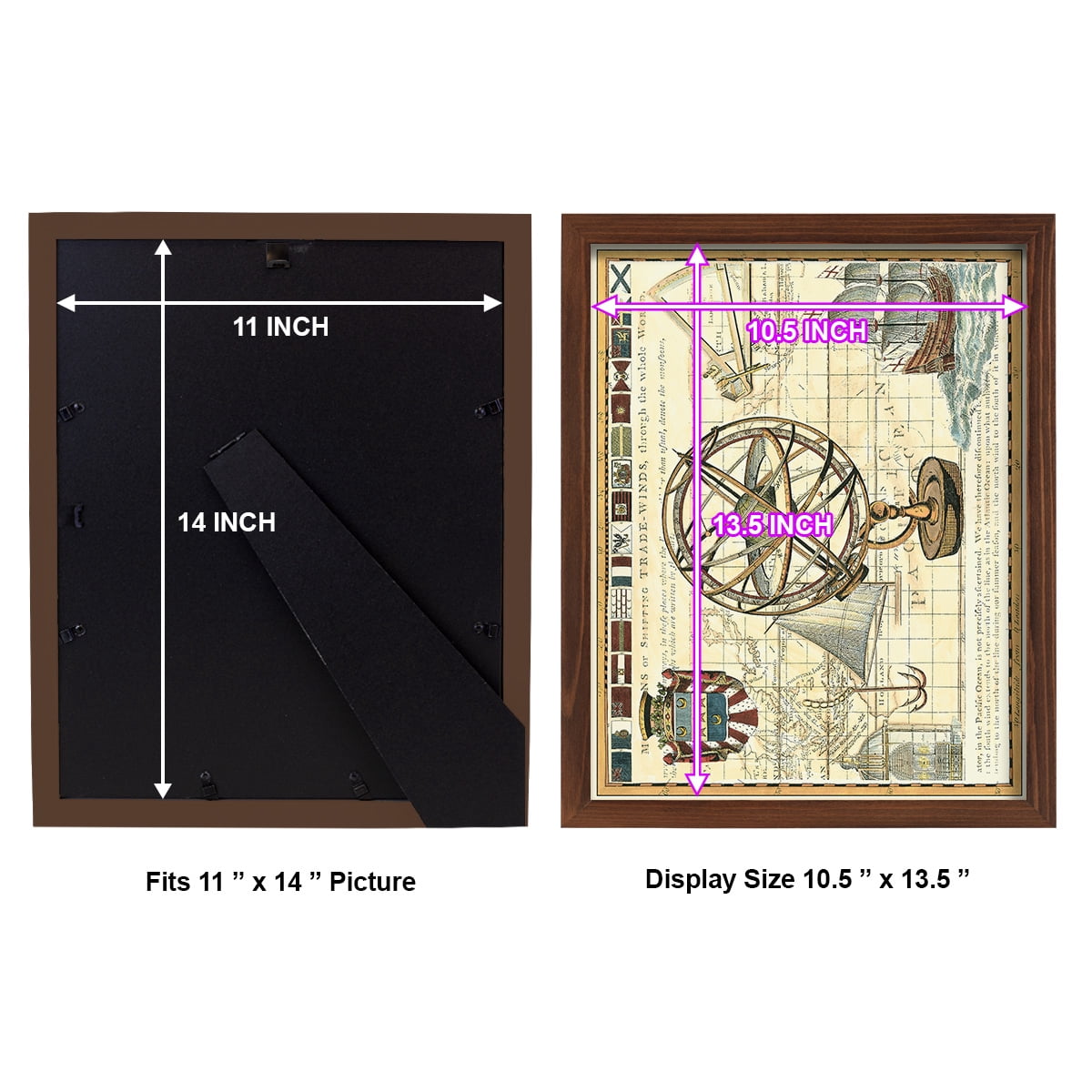 Nautical Map I -Framed Print w/glass-Chestnut
