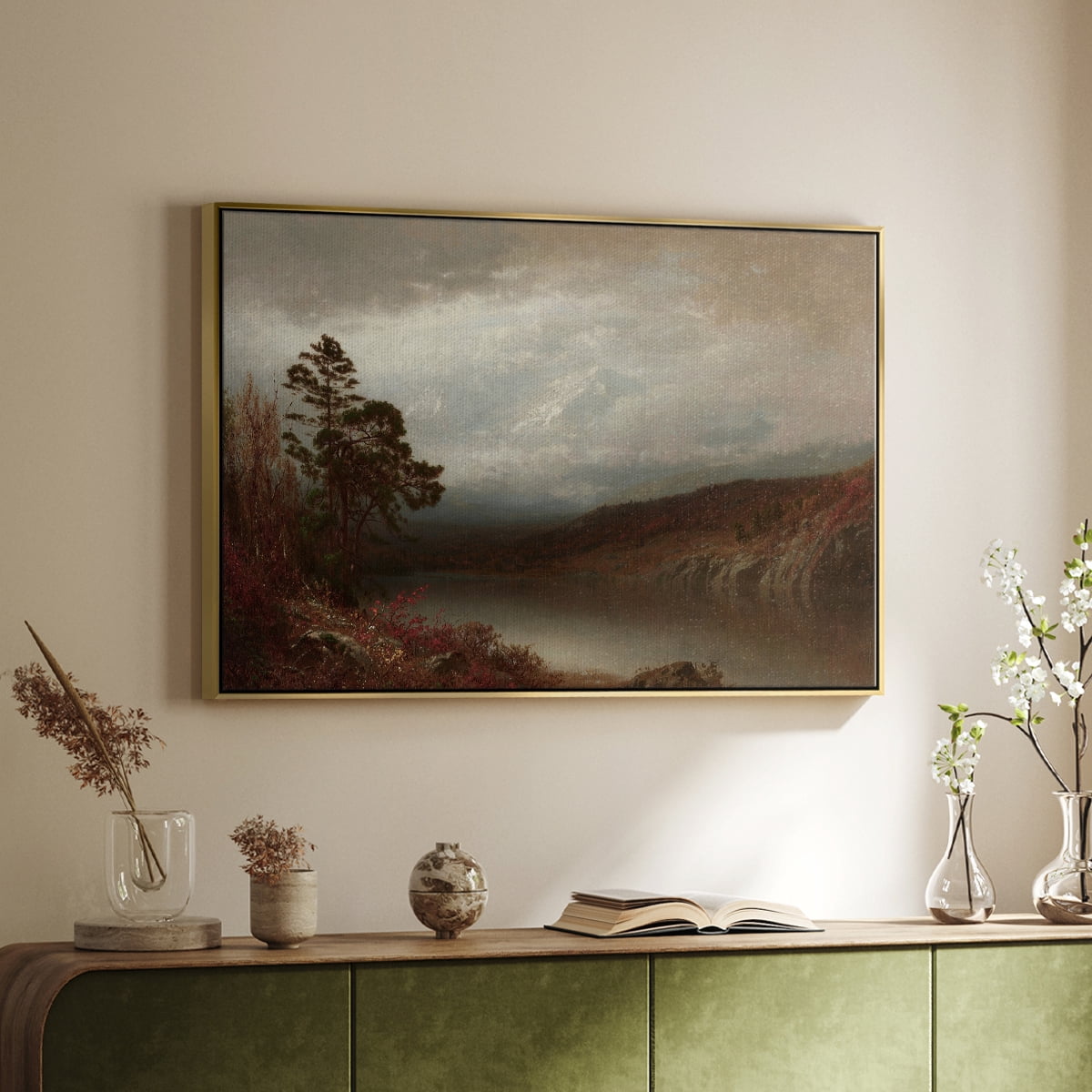 Vintage Landscape-CCCXVIII By Wexford Home Framed in Gold Wood Gallery Wrapped Canvas 25 in. x 37 in.