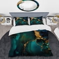 thumbnail image 2 of Designart "Green & Gold Geode Marbling" Abstract Marble Bedding Covert Set - Modern Gold Abstract Bed Set With 2 Shams, 2 of 6