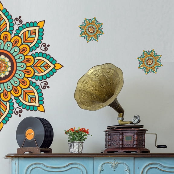 Mandala Wall Sticker Wallpaper Sticker Self-Adhesive Background Decoration Suitable for Living Room 1Pcs,1 * Wall Stickers,As Shown