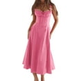thumbnail image 2 of Women Y2k Midi Corset Dress Sleeveless Low Cut Square Neck Flowy Long Dresses Summer Party A-line Going Out Sundress, 2 of 6