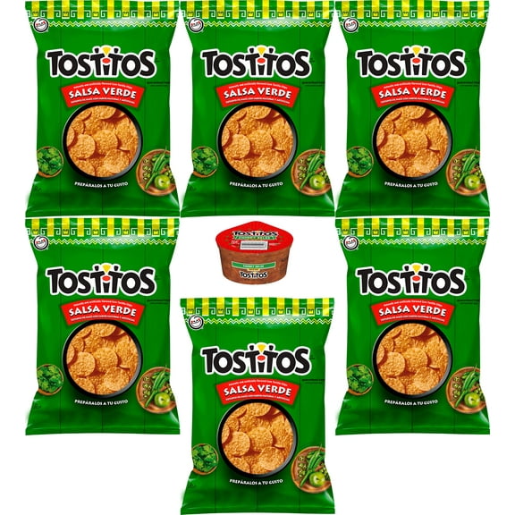 Tostitos Salsa Verde with Tostitos Medium Chunky Salsa To-Go Cup Ultimate Bundle – 6 Pack of Tortilla Chips with 1 Salsa Cup